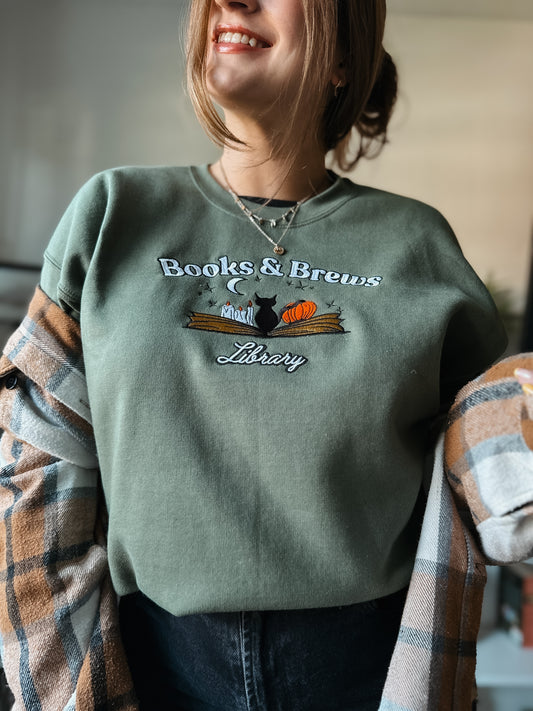 Books & Brews Embroidered Sweatshirt