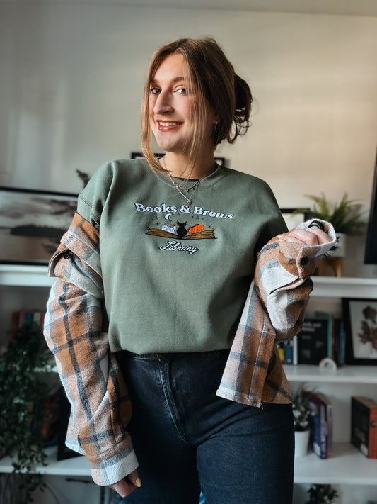 Books & Brews Embroidered Sweatshirt