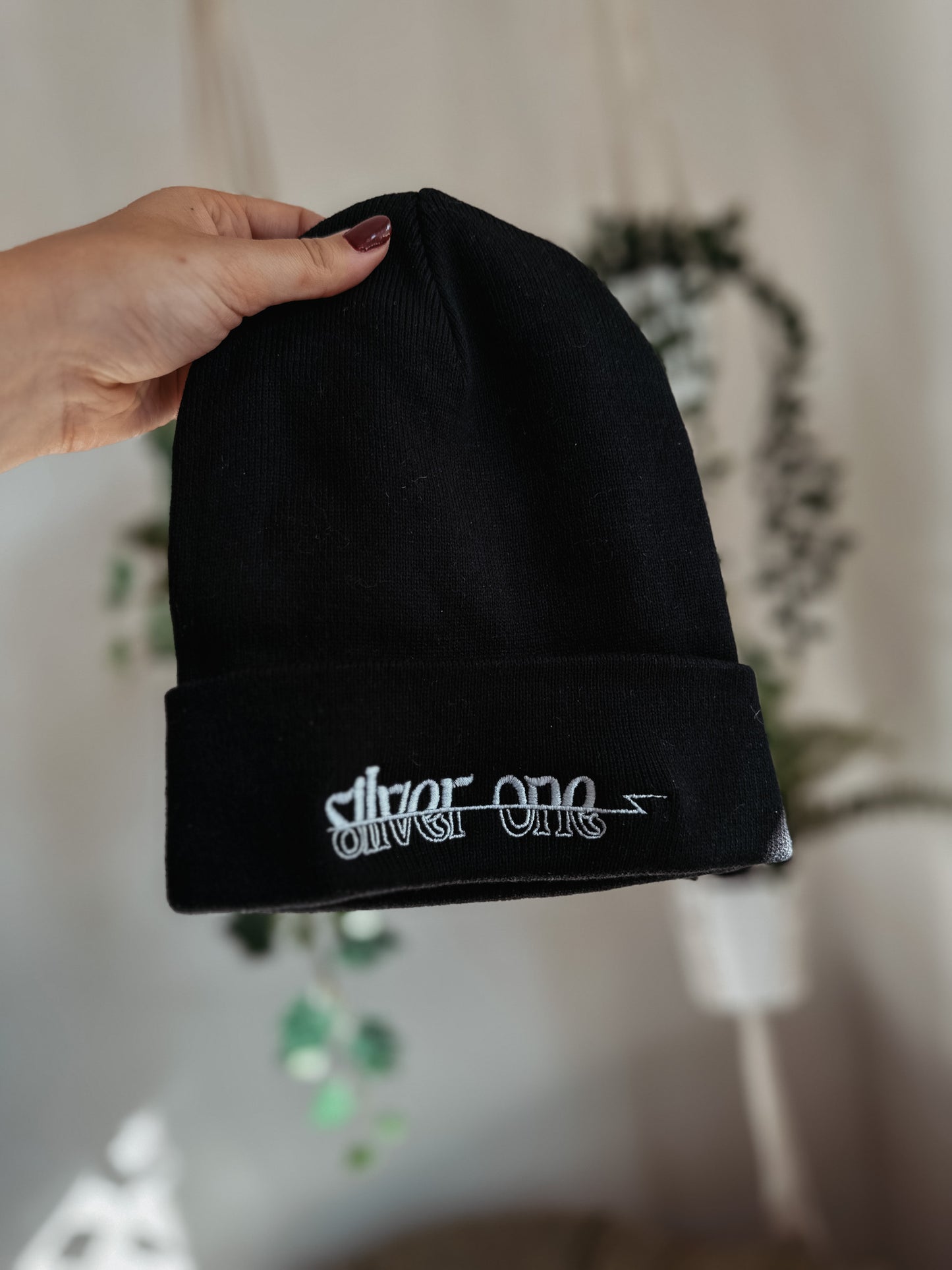 Silver One Embroidered Beanie