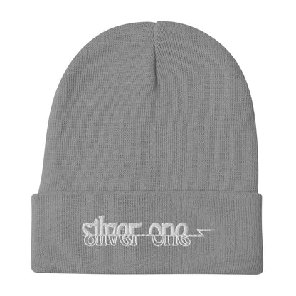 Silver One Embroidered Beanie