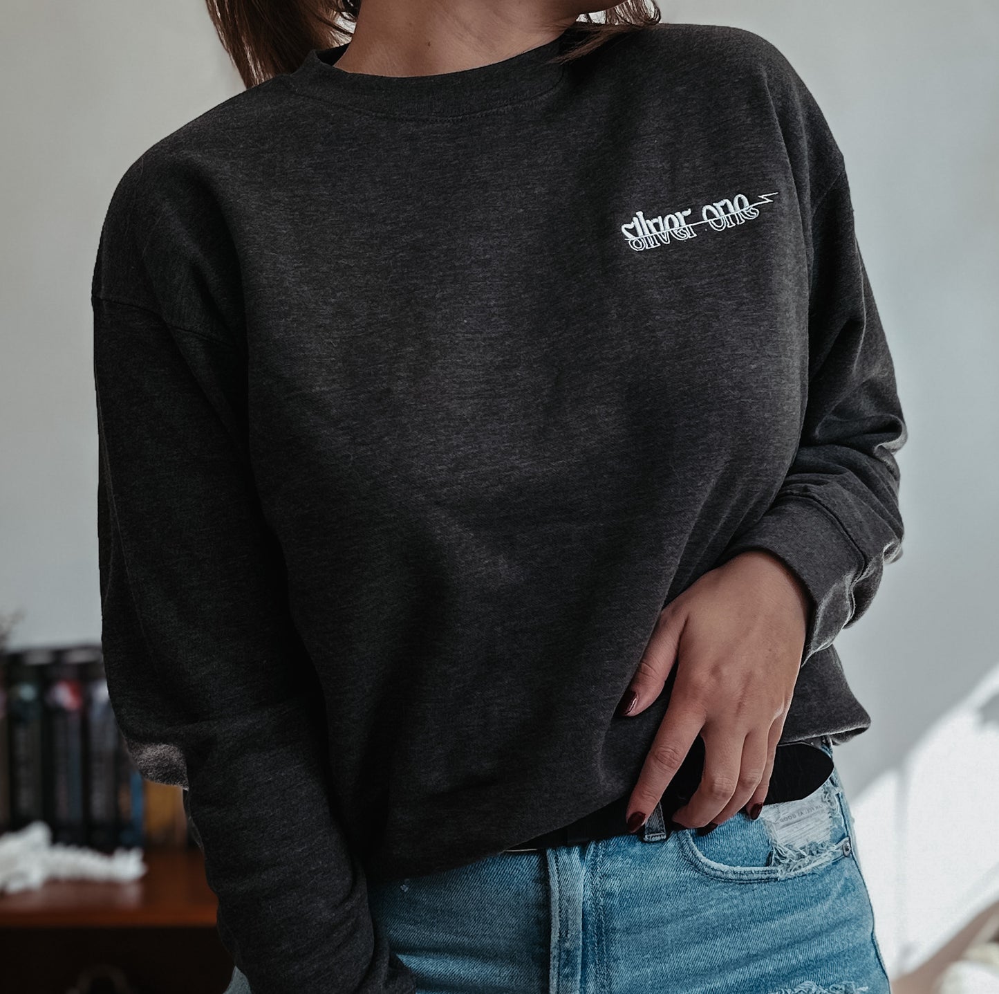 Silver One Embroidered Sweatshirt